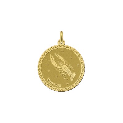 Gouden ronde sterrenbeeld hanger Kreeft 