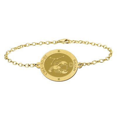 Gouden sterrenbeeld armband ovaal Kreeft