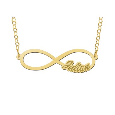 Infinity ketting met naam van goud