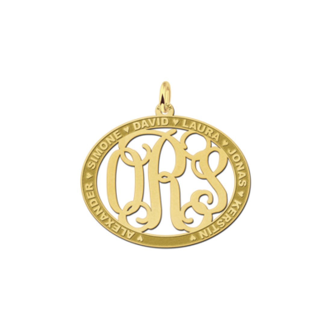 Initialen hanger met namen / Anny van Buul Juweliers Sieraden