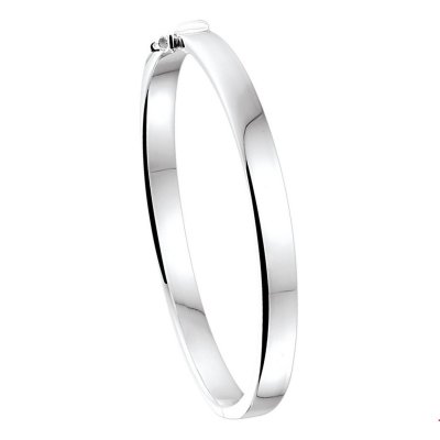 Zilveren bangle met scharniersluiting 6 mm / 60 mm