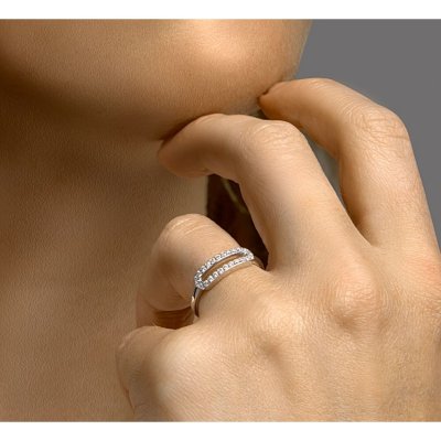 Zilveren ring rechthoek zirkonia