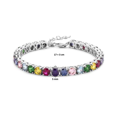 Tennisarmband regenboog zirkonia 5,0 mm 17 + 3 cm