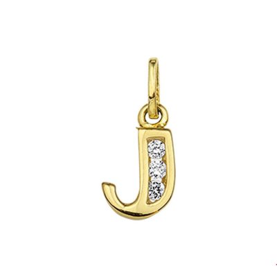 Gouden Hanger Letter J Zirkonia