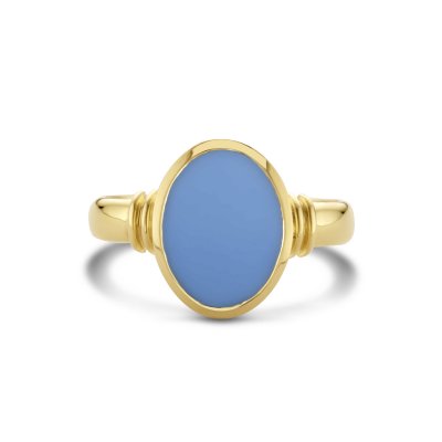 Zegelring massief lichtblauw lagensteen 1.75ct