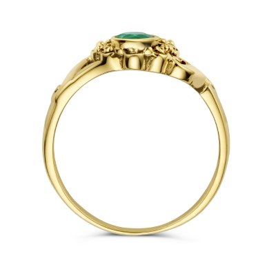 Vintage ring bloem smaragd 0.30ct