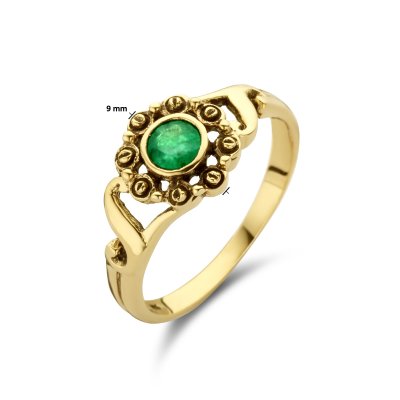 Vintage ring bloem smaragd 0.30ct