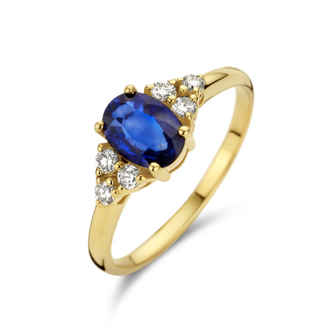 Gouden ring saffier en diamant, saffierring, diamanten ring, blauwe saffier,  verloving, vintage diamanten ring, solitaire ring, - Etsy België