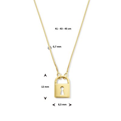 Gouden collier fantasie hangslot 41 - 43 - 45 cm