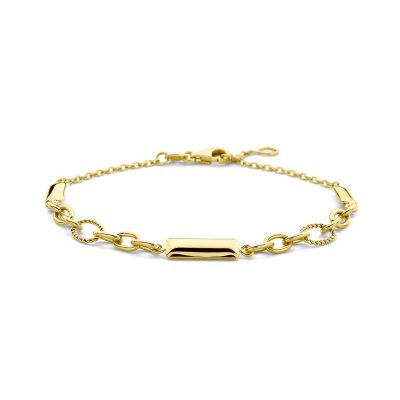 gouden armband, ovalen+ 3 balkjes 5.5mm 18.5cm