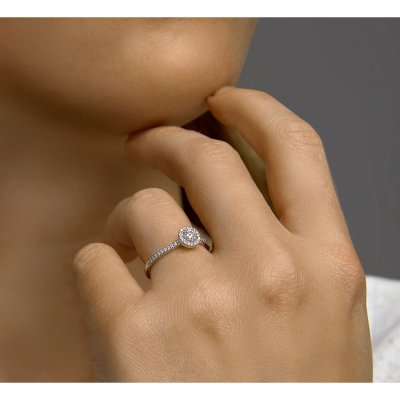 14krt witgouden ring met diamant H SI 0,30ct