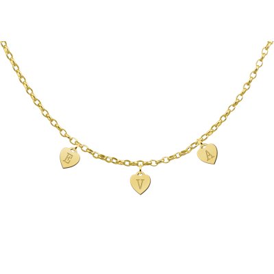 Naamketting goud hartjes met letters