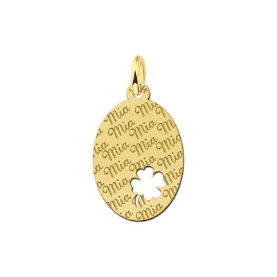 Ovale hanger met naam en klaver 4 