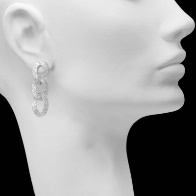 Sanjoya zilver gediamanteerde oorhangers