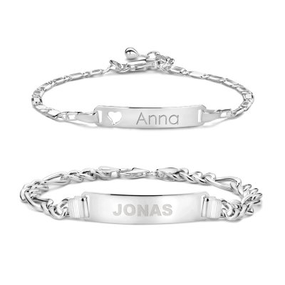 Set Armbanden met Naam &ndash; Dames & Heren &ndash; Zilver 