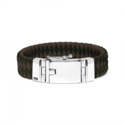 Silk bracelet bruin zwart leer