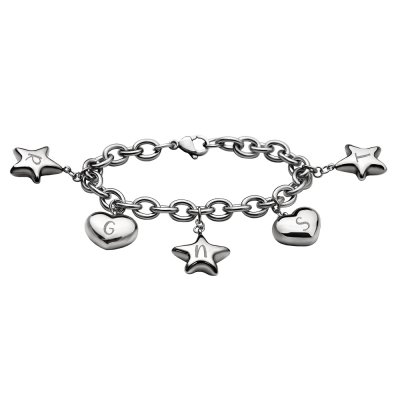 Stalen armband met hartjes en sterren 