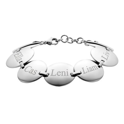 Stalen armband met rondjes en namen 