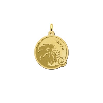 Sterrenbeeld gravure hanger met naam leeuw van goud
