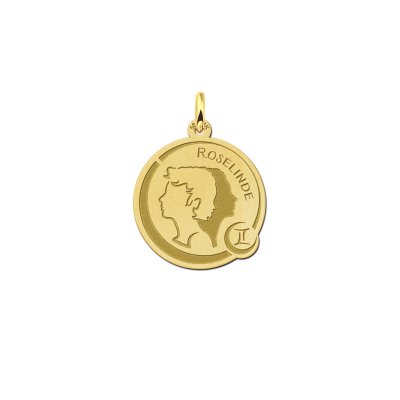 Sterrenbeeld ketting met gravure tweeling van goud 