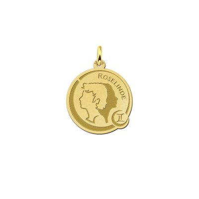 Sterrenbeeld ketting met gravure tweeling van goud