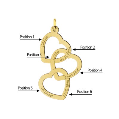 Vergulde hanger drie harten 