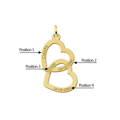 Vergulde hanger twee harten 