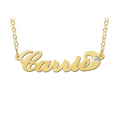 Vergulde naam ketting Carrie style zirkonia 