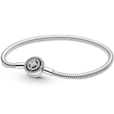 Zilver armband met rond slot met zirkonia