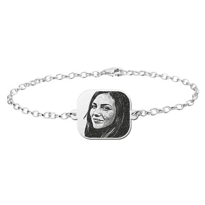 Zilveren Armband foto rechthoek 