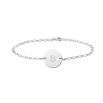 Zilveren armband met letter rond