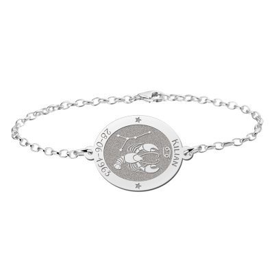 Zilveren armband sterrenbeeld ovaal Kreeft 