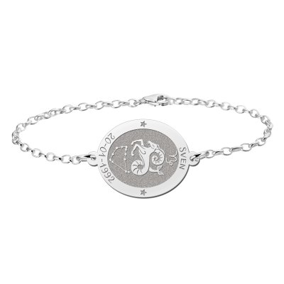 Zilveren armband sterrenbeeld ovaal Steenbok