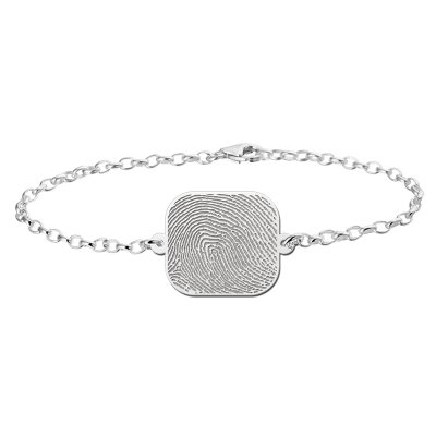 Zilveren Armband vingerafdruk met rechthoek 