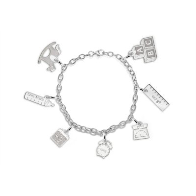 Zilveren bedelarmband met zeven geboorte bedels