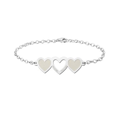 Zilveren hart armband met drie hartjes