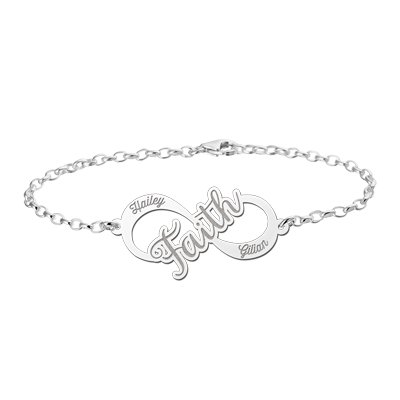 Zilveren infinity armband faith