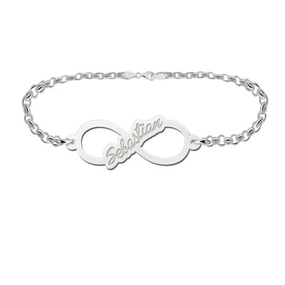 Zilveren infinity armband met geschreven naam - Small