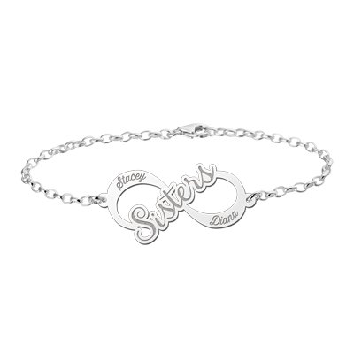 Zilveren infinity armband sisters