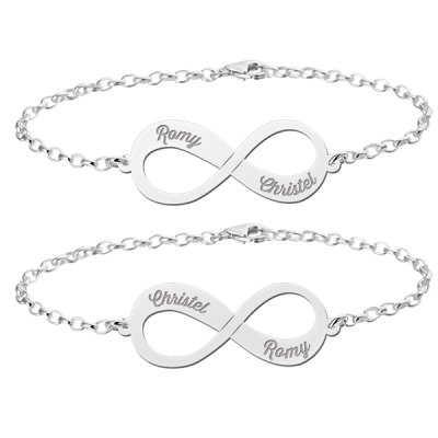 Zilveren infinity armbanden set