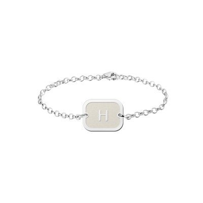 Zilveren initial armband rechthoekje 