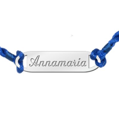 Zilveren kinderarmband met naam blauw