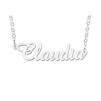 Zilveren naamketting model Claudia