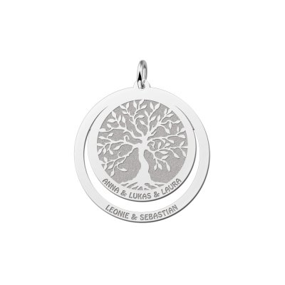 Zilveren stamboom hanger met gravures 