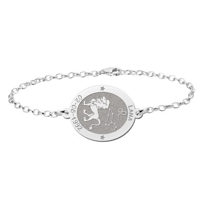 Zilveren sterrenbeeld armband ovaal Leeuw 