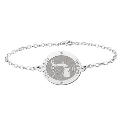Zilveren sterrenbeeld armband ovaal Waterman