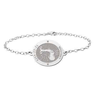 Zilveren sterrenbeeld armband ovaal Waterman 