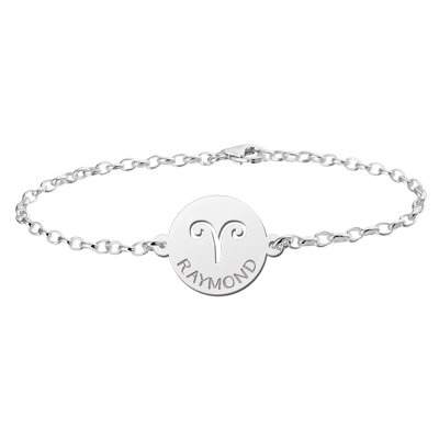 Zilveren sterrenbeeld armband rond Ram 
