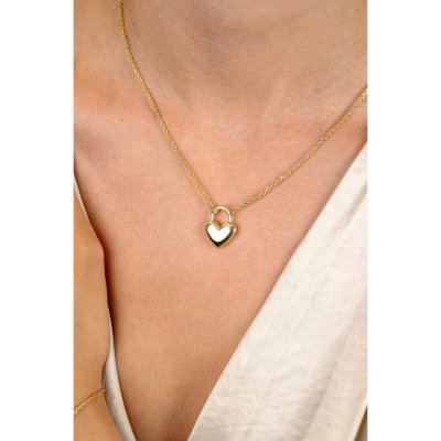 Zinzi gold plated collier met hartvormig slot